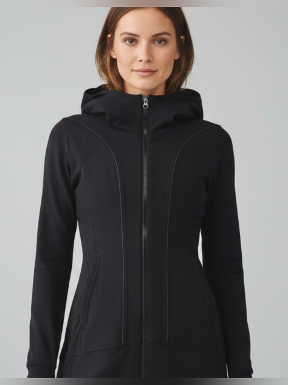 Athleta- Women’s Long Black Hooded Full Zip Jacket